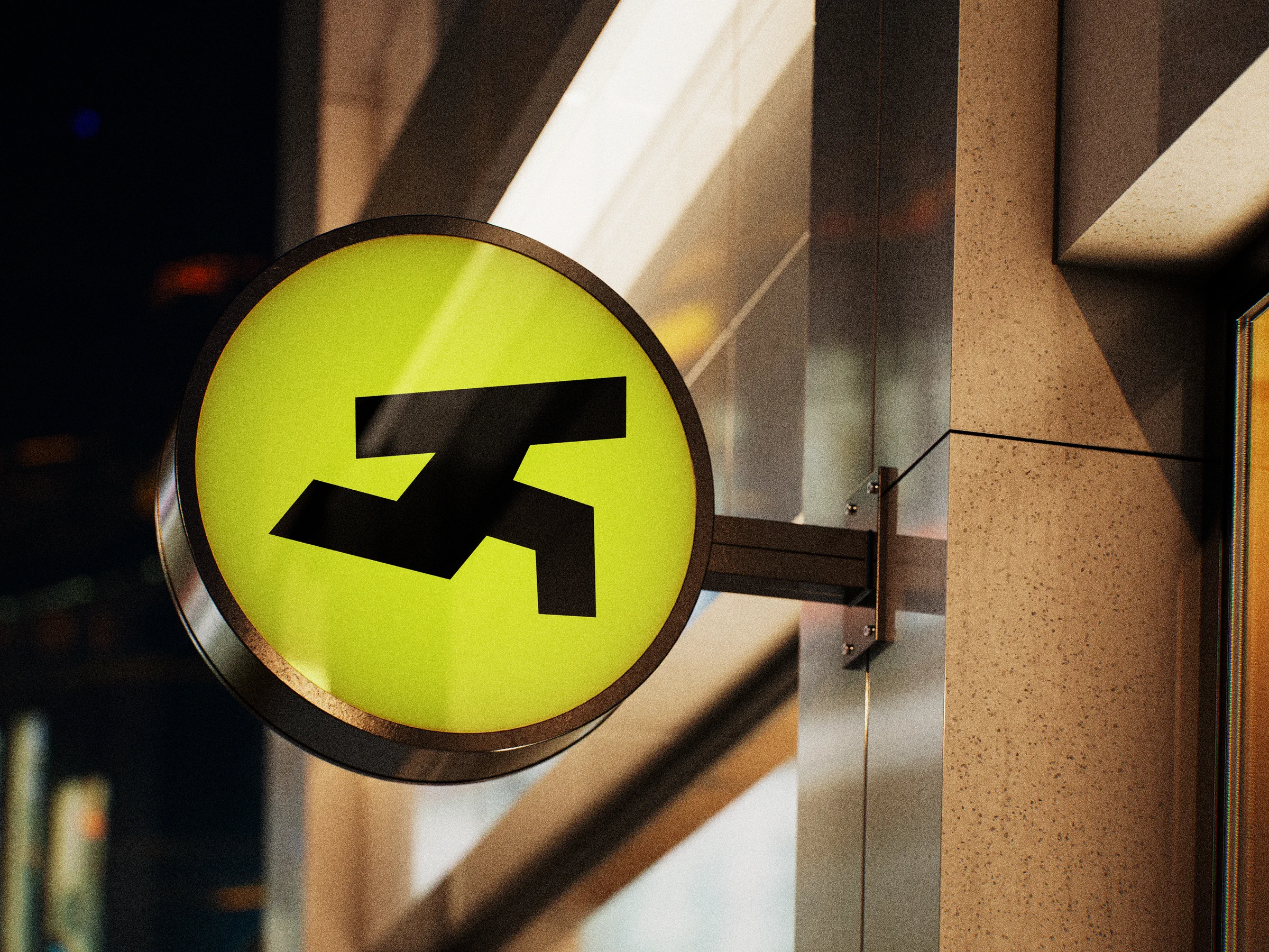 Signboard at night — grained